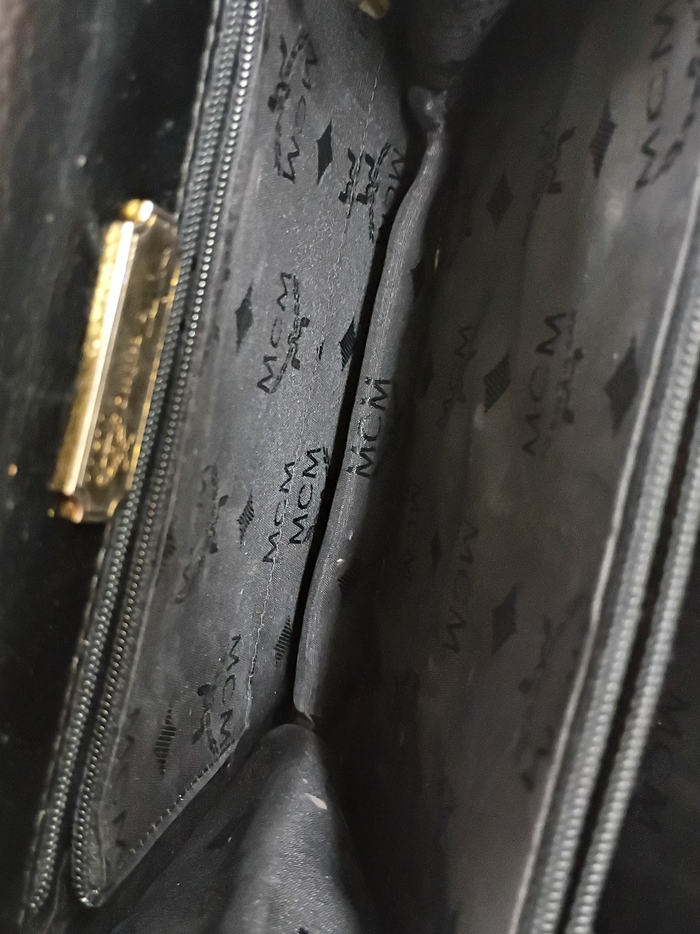 MCM Black Leather Crossbody with Gold Logo Studs - Picture 7 of 14
